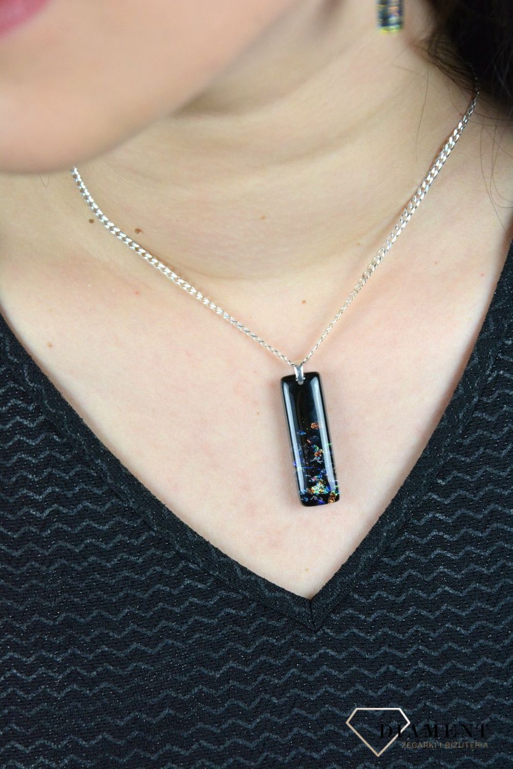 Zawieszka szkło weneckie 'Opalizująca czerń' Murano 51.jpg